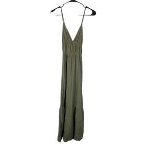Shein Women’s Olive Green Sleeveless V-Neck Crisscross Back Maxi Dress Size XS